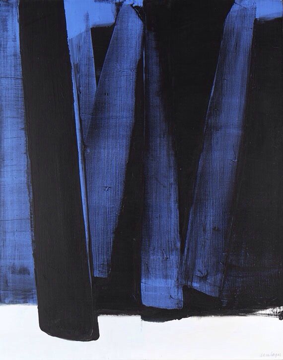 Deep blue and black abstract painted forms